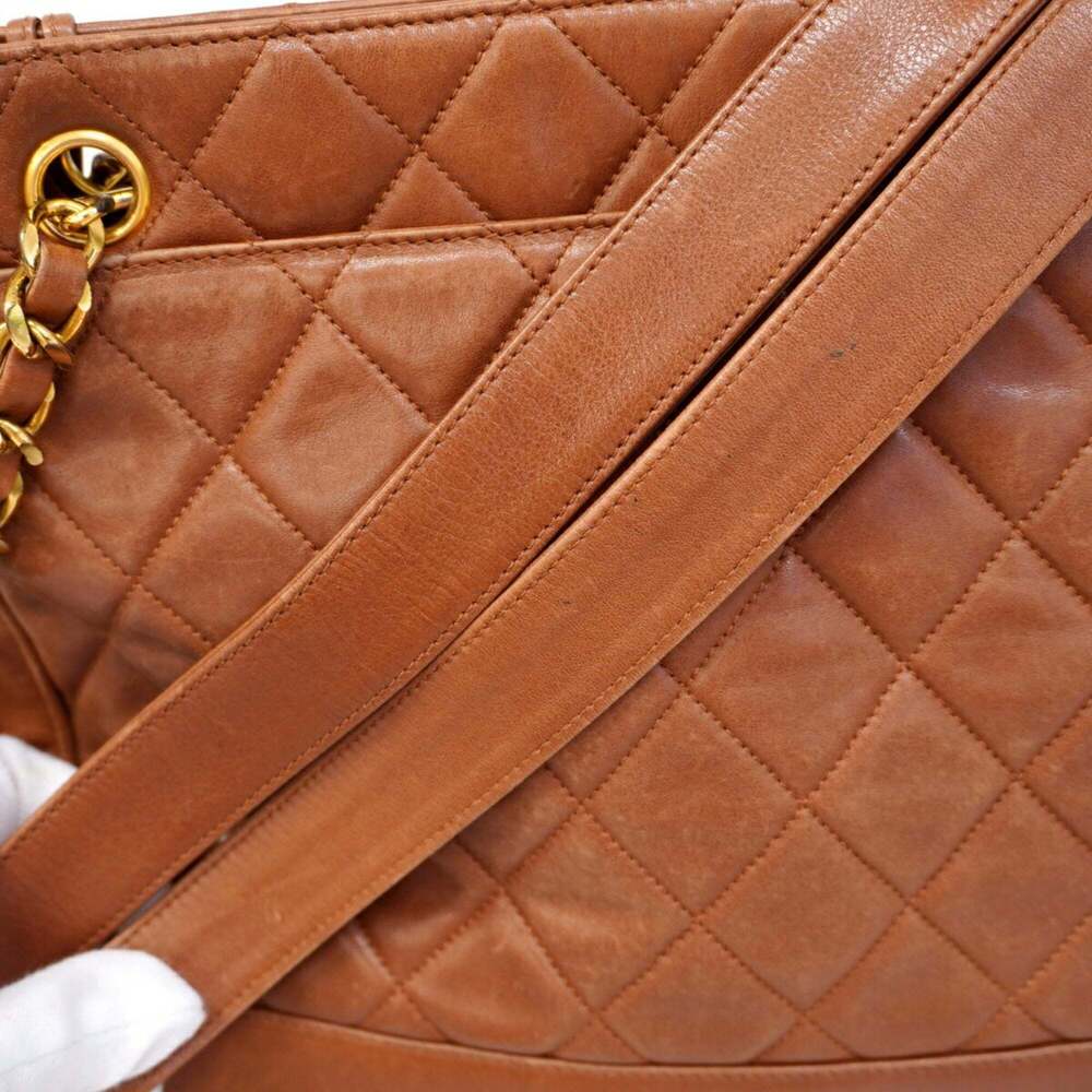 CHANEL Brown Lambskin Leather Tote Bag - Picture 9 of 12